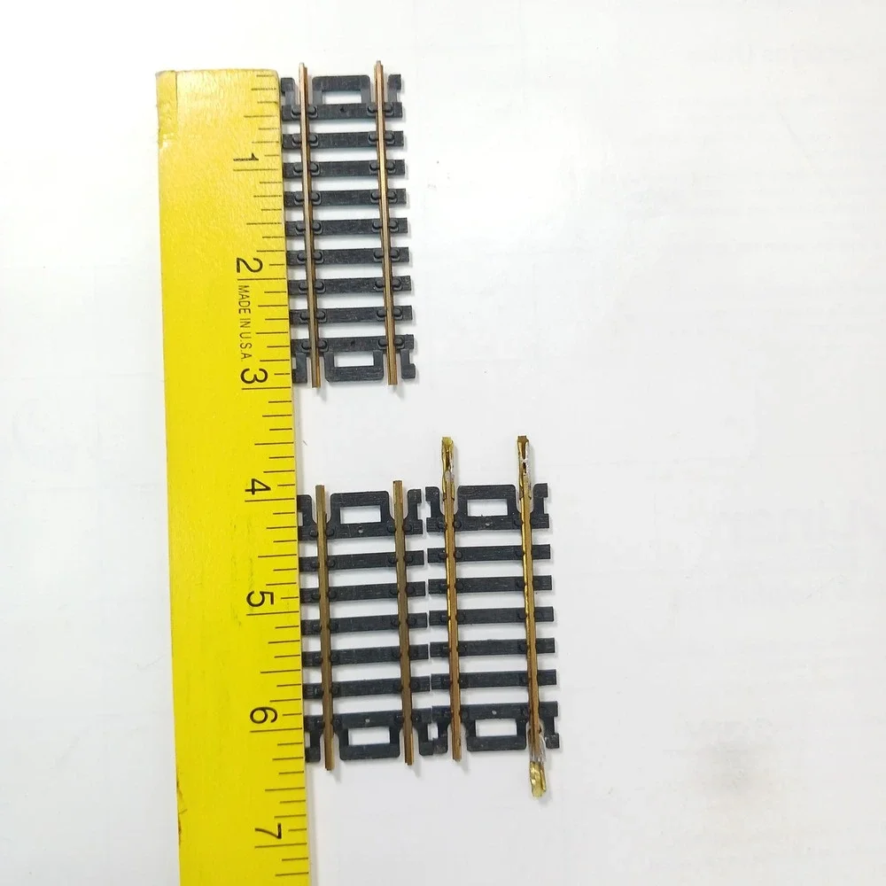 Set of 27 Vintage Brass Model HO Train Track Lot Straight Curved Pieces Mixed